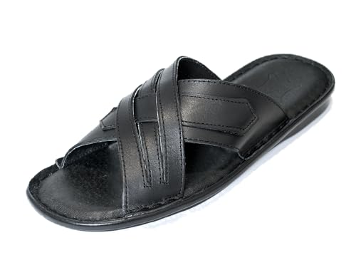 Kristian Shoes 22 Hausschuhe Herren Leder - Handgefertigt in der EU - Sandalen Herren Sommer Flip Flops - Schwarz 43 von Kristian Shoes
