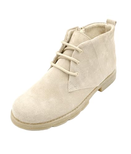 Kristian Shoes 2210 Nubukleder Stiefeletten Damen - Handgefertigt in der EU - Warme Polsterung, Elegante Winterschuhe Damen, Hochwertige Winterstiefel für Stil und Komfort Beige 36 von Kristian Shoes
