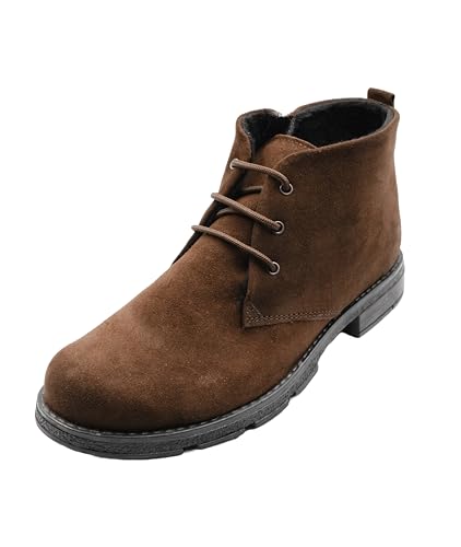 Kristian Shoes 2210 - Damen Lederschuhe Nubukleder Stiefeletten mit warmer Polsterung Braun 41 von Kristian Shoes