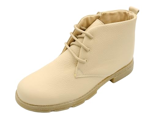 Kristian Shoes 2210 - Damen Lederschuhe Nubukleder Stiefeletten mit warmer Polsterung Glattes Beige 38 von Kristian Shoes