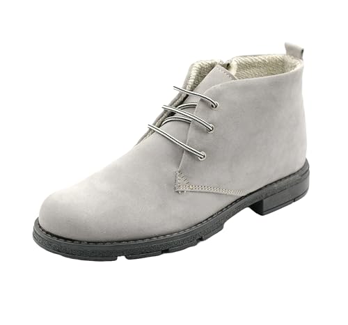 Kristian Shoes 2210 - Damen Lederschuhe Nubukleder Stiefeletten mit warmer Polsterung Grau 39 von Kristian Shoes