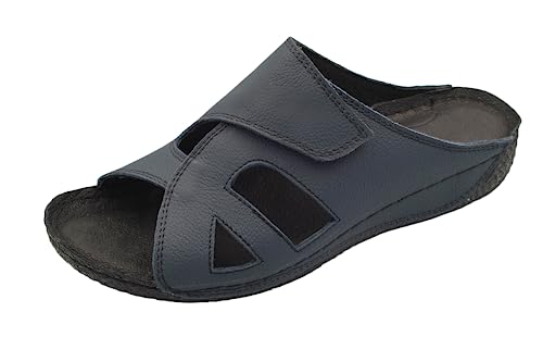 400 Hausschuhe Damen - Sandalen Damen Mit Klettverschluss - Handgefertigte Leder Pantoletten Für Den Sommer - Leichte Sommerschuhe Hergestellt In Der EU Dunkelblau 40 400 Hausschuhe Damen - Sandalen Damen Mit Klettverschluss - Handgefertigte Leder Pantoletten Für Den Sommer - Leichte Sommerschuhe Hergestellt In Der EU Dunkelblau 40 von Kristian Shoes