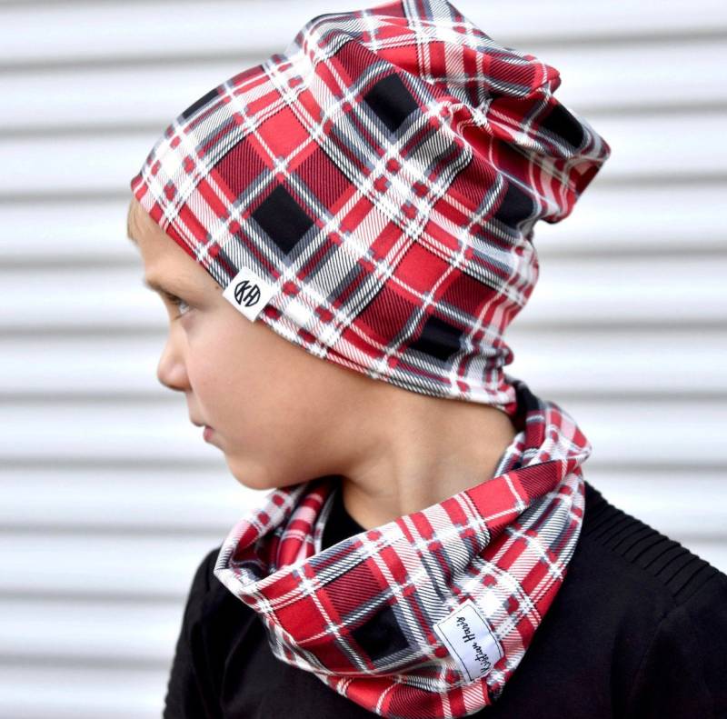 Rot Karierte Mütze/ Baby Slouchy Kleinkind Kindermode/ Mädchen Weihnachtsmütze/ Rote Schwarze Mütze von KristianHaris