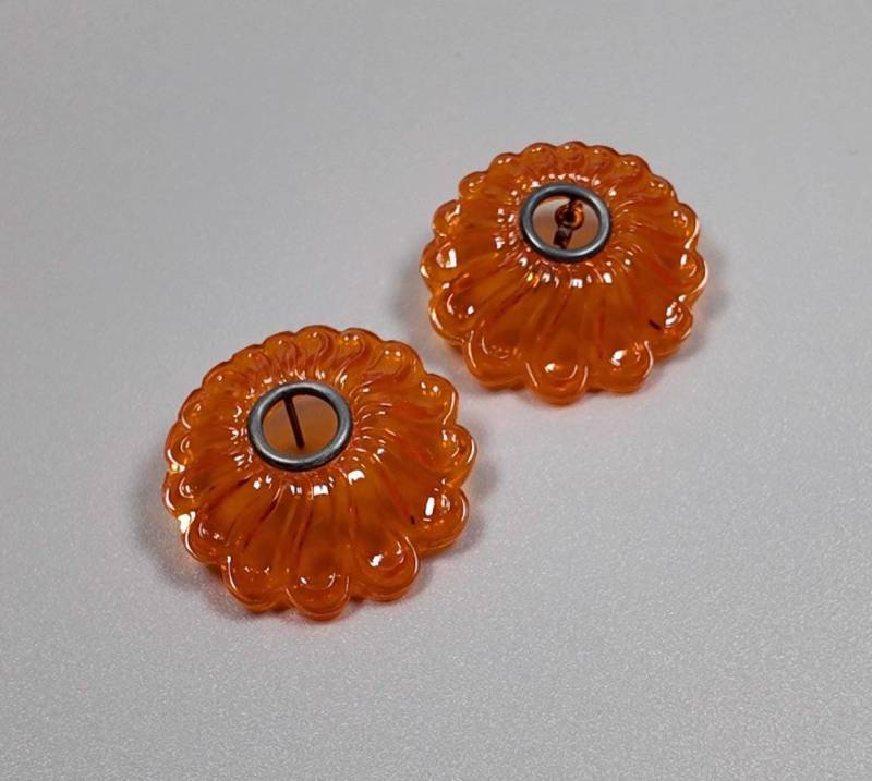 Orangene Ohrstecker Mit Geschwärztem Silber - Statementohrringe, Jugendstil-Colorful von KristinaWeddeJewelry