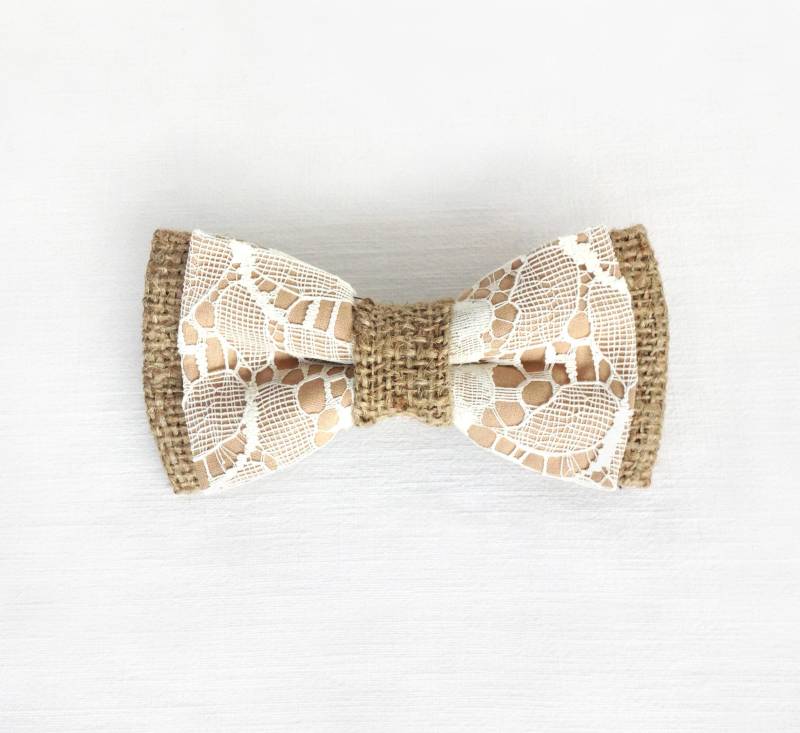Herren Spitze Und Sackleinen Fliege. Tan Rustikale Bowtie Bräutigam Team, Trauzeugen Geschenk, Brautparty, Vater Der Braut, Bester Mann von KristineBridal