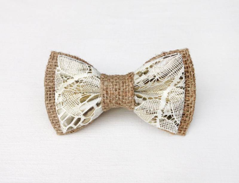 Sackleinen Und Gold Fliege. Spitze Rustikale Glam Bräutigam Hochzeit Empfang Partei, Trauzeugen Geschenk. Hubby Geschenk von KristineBridal