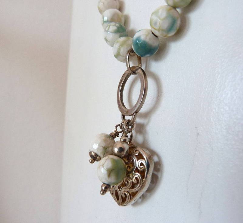 Achatkette Mit Silberanhänger, Lange Halskette Aus Blauem, Facettiertem Achat Herzanhänger Sterlingsilber, Sommerkette, Herz Achatkette Mit Silberanhänger, Lange Halskette Aus Blauem, Facettiertem Achat Herzanhänger Sterlingsilber, Sommerkette, Herz von KrisztinaSchmuck