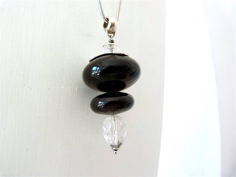 Silberkette Mit Anhänger Aus Rauchquarz Und Bergkristall, Rauchquarzanhänger, Lange Halskette Sterlingsilber Edelsteinanhänger Silberkette Mit Anhänger Aus Rauchquarz Und Bergkristall, Rauchquarzanhänger, Lange Halskette Sterlingsilber Edelsteinanhänger von KrisztinaSchmuck