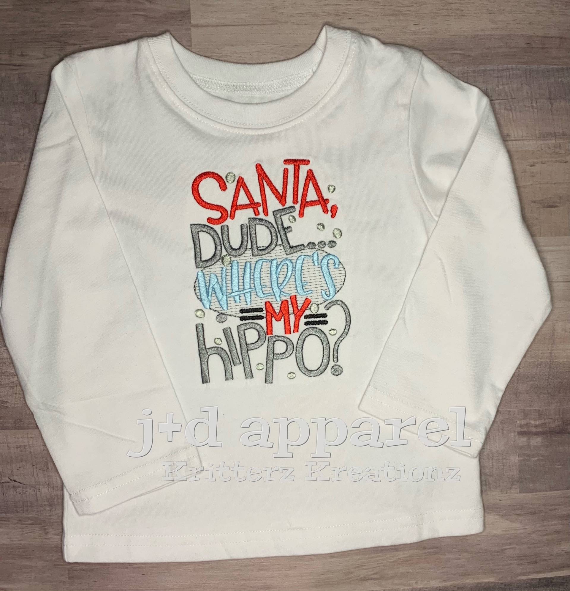 Jungen Weihnachts Shirt. Besticktes Urlaub Nilpferd. Gestickt. Weihnachtsmann. Santa, Alter, Wo Ist Mein Weihnachtshemd Jungen Weihnachts Shirt. Besticktes Urlaub Nilpferd. Gestickt. Weihnachtsmann. Santa, Alter, Wo Ist Mein Weihnachtshemd von KritterzKreationz