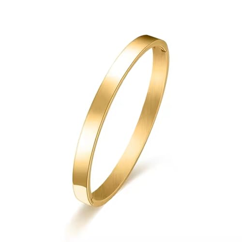 Kritz Armband Damen Armreif Gold Rund 4mm - Runde Armbänder Klassisch Edelstahl Vergoldet Fein Glatt - Schmuck Geschenk für Frauen Freund Pärchen (O 4MM mit Schließe Gold) von Kritz