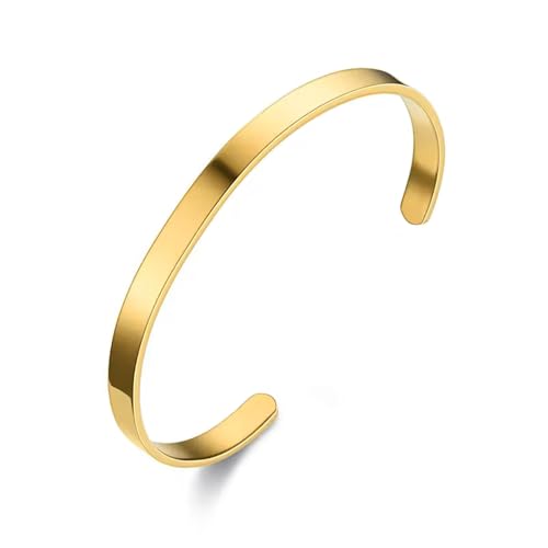 Kritz Armband Damen Armreif Gold Rund 4mm Edelstahl 316L - Runde Armbänder Bangle Fein Verstellbare Größe Klassisch Glatt - Schmuck Geschenk für Frauen Freund Pärchen von Kritz