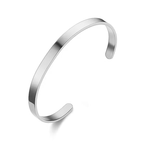 Kritz Armband Damen Armreif Silber Rund 4mm Edelstahl Hypoallergen - Runde Armbänder Bangle Fein Verstellbare Größe Klassisch Glatt - Schmuck Geschenk für Frauen Freund Pärchen von Kritz