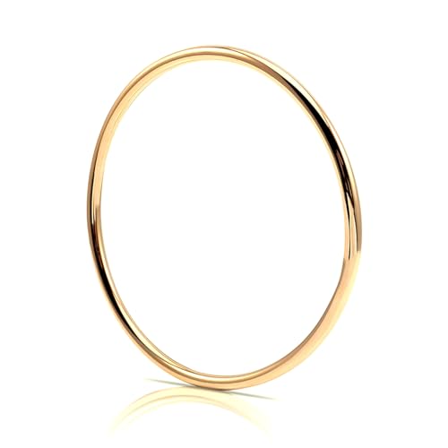 Kritz Armband Damen Rund Jonc Gold oder Silber Breite 3 mm - Rundes Armreif Klassisch Edelstahl Vergoldet Glatt Poliert für Frauen Freund Pärchen - Schmuck Geschenk (Gold) von Kritz
