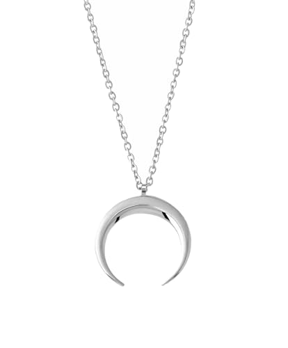 Kritz Damen Halskette Mond Gold oder Silber - Anhänger Sichel Halbmond mit Verstellbare Kette - Schmuck Mode Geschenk für Frauen (Silber) von Kritz