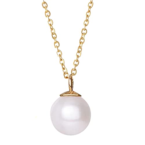 Kritz Damen Halskette Perle Weiß - Anhänger Perlenkette Fein Elegant Imitation Grad 4A+ Lang 45 Cm - Schmuck Mode Geschenk für Frauen von Kritz