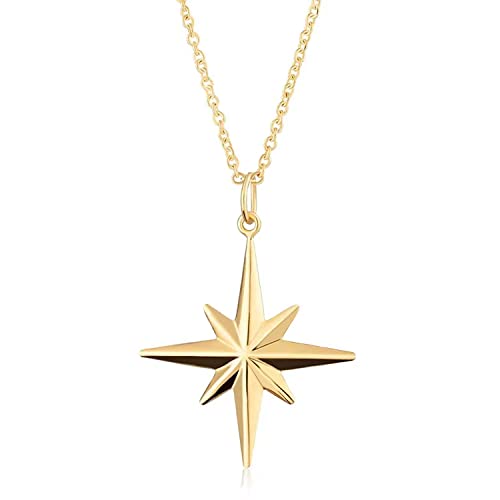 Kritz Damen Halskette Stern Nordstern Kreuz Gold - Schmuck Anhänger Stern Gefallen Polarstern Minimalistisch mit Verstellbare Kette - Modisches Geschenk Für Frauen (Nordstern) von Kritz