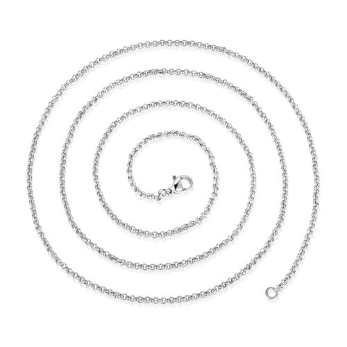Kritz Damen Rolo Kette Silber Feine 2MM - Rolokette Halskette aus Silberplattiert Edelstahl Länge 40 bis 55 Cm - Schmuck Erbskette Geschenke für Frauen lux (55) Kritz Damen Rolo Kette Silber Feine 2MM - Rolokette Halskette aus Silberplattiert Edelstahl Länge 40 bis 55 Cm - Schmuck Erbskette Geschenke für Frauen lux (55) von Kritz