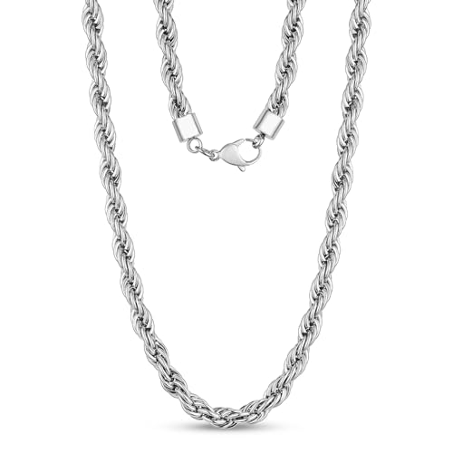 Kritz Kordelkette Silber Breite 3mm Kette für Damen und Herren - Rope Halskette Verdrehte Edelstahl Länge 40/45/50/55 Cm - Seilkette Schmuck Geschenke Frauen Männer (45.00, Zentimeter) Kritz Kordelkette Silber Breite 3mm Kette für Damen und Herren - Rope Halskette Verdrehte Edelstahl Länge 40/45/50/55 Cm - Seilkette Schmuck Geschenke Frauen Männer (45.00, Zentimeter) von Kritz