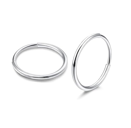 Kritz Ohrringe Damen Creolen Kleine in Silber Hypoallergen - Huggie Helix Cartilage Piercing 8/10/12/14MM für Ohr - Schmuck Geschenke für Frauen (12mm) von Kritz