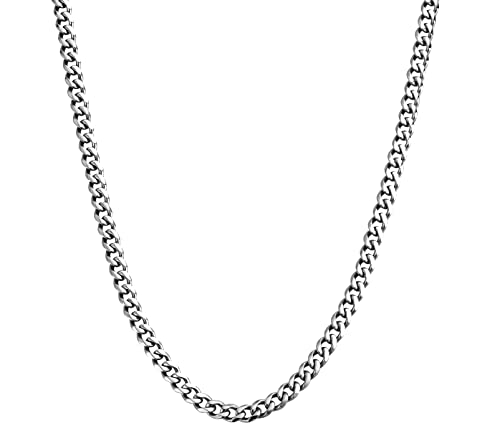 Unisex Panzerkette 3mm Breite für Herren und Frauen Silberkette Cuban Link - Halskette Kubanische Kette Silber Männer Länge von 45 bis 55 Cm - Kritz Mode Geschenk (45) von Kritz