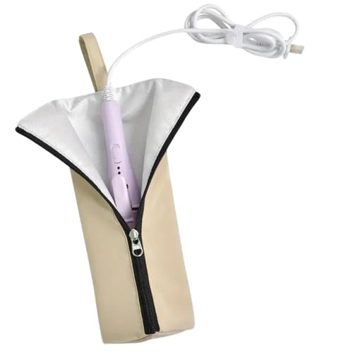 Krmoau Lockenstab Tasche | Hitzebeständige Aufbewahrungstasche | Staubdichter wasserdichter Organizer für Stylingwerkzeuge an Frisiertisch Reise Frisierstation Salon von Krmoau