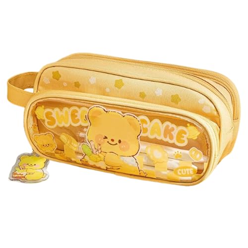 Krmoau Niedlicher Federmäppchen - Großes Cartoon-Tiermotiv Stiftetasche für Mädchen | Stiftebox Ästhetisches Schreibset für Klebezettel Schule Studium Reise von Krmoau