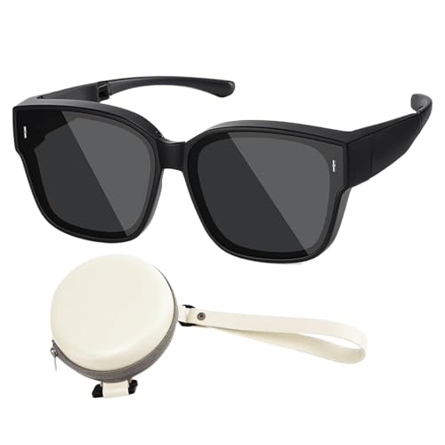 Krmoau Sonnenbrille zum Tragen über der Brille, UV Schutz Klappbare Sonnenbrille, Tragbar Für Sport Autofahren Outdoor Frauen Männer von Krmoau
