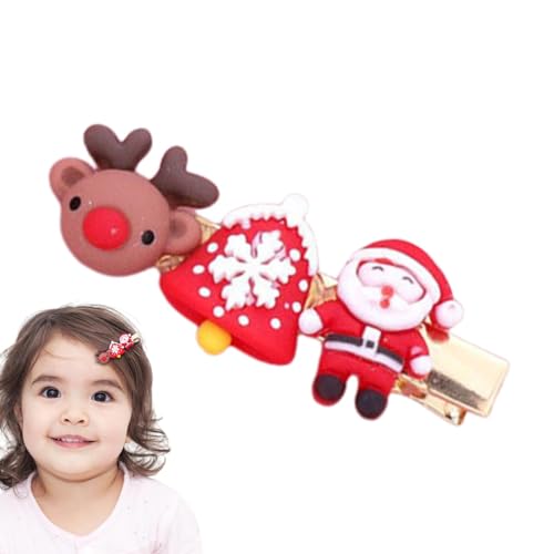 Krmoau Weihnachts-Haarnadeln für Mädchen, Weihnachts-Haarspange, Weihnachtsmann - Niedliche Weihnachts-Styling-Haarspangen für kleine Mädchen,Weihnachtsstrumpffüller, niedliche festliche Haarnadeln von Krmoau