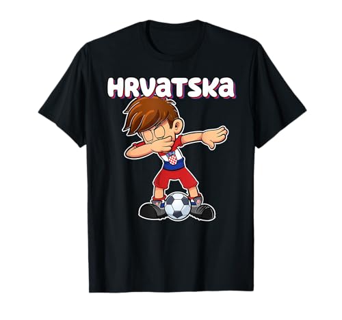 Dabbing Fußball Junge Kroatien Trikot Hrvatska Kinder Dab T-Shirt Dabbing Fußball Junge Kroatien Trikot Hrvatska Kinder Dab T-Shirt von Kroatien Flagge Dabbing Trikot für Kinder Kroatien