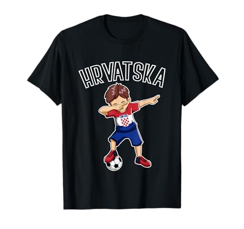 Dabbing Fußball Junge mit Hrvatska Trikot Kroatien Kinder T-Shirt Dabbing Fußball Junge mit Hrvatska Trikot Kroatien Kinder T-Shirt von Kroatische Trikot für Kinder Croatia Hrvatski
