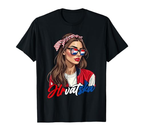 Kroatien Flagge Frau Sonnenbrille Mädchen Hrvatska T-Shirt Kroatien Flagge Frau Sonnenbrille Mädchen Hrvatska T-Shirt von Kroatischer Nationalstolz Länder & Kroatien