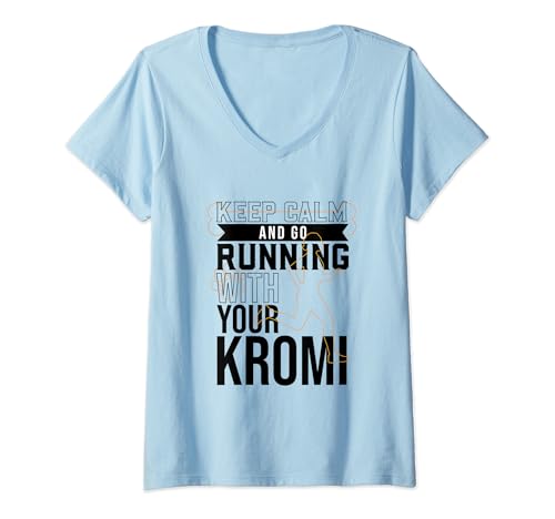 Damen Jogger mit Kromfohrländer T-Shirt mit V-Ausschnitt Damen Jogger mit Kromfohrländer T-Shirt mit V-Ausschnitt von Kromfohrländer Designs