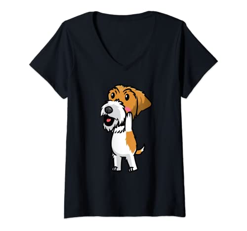 Damen Kromfohrländer Hund T-Shirt mit V-Ausschnitt Damen Kromfohrländer Hund T-Shirt mit V-Ausschnitt von Kromfohrländer Geschenk Luvthemb