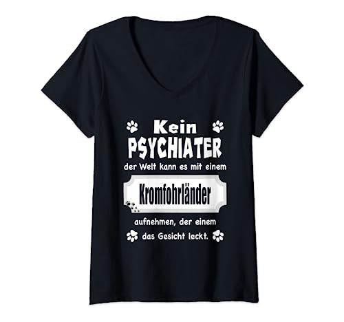 Damen Lustiges - Kein Psychiater Design - Kromfohrländer T-Shirt mit V-Ausschnitt Damen Lustiges - Kein Psychiater Design - Kromfohrländer T-Shirt mit V-Ausschnitt von Kromfohrländer Shirt - Kromfohrländer TShirt
