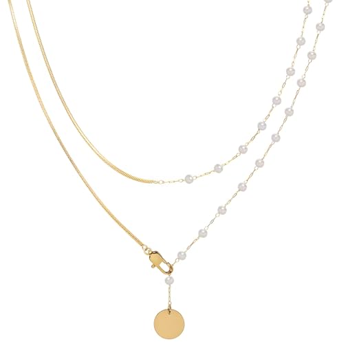 81,3 cm verstellbare Perlenkette für Frauen – eleganter Choker-Anhänger mit zierlichen Perlen an vergoldeter Titan-Kette, perfekt für lässige und formelle Anlässe von Kronabelle