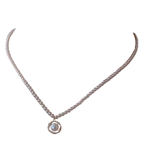 Elegante Goldperlen-Halskette für Damen, silbernes und goldenes Design, 45 cm lang, inklusive schwarzer Geschenkbox von Kronabelle