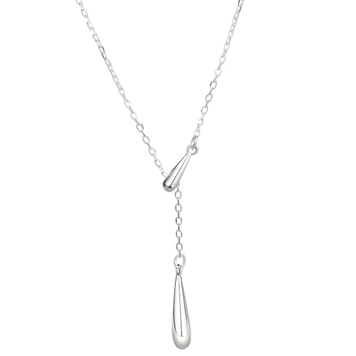 Elegante Halskette in Tropfenform, stilvolle silberne S925-Tropfen-Halskette für empfindliche Haut, exquisites Quasten-Design mit verstellbarer Kette von 45 + 5 cm von Kronabelle