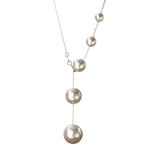 Elegante Y-förmige Silberperlen-Halskette, 925er Sterlingsilber, einzigartige unregelmäßige simulierte Perlen, perfekt für Geschenke, inklusive Premium-Geschenkbox von Kronabelle