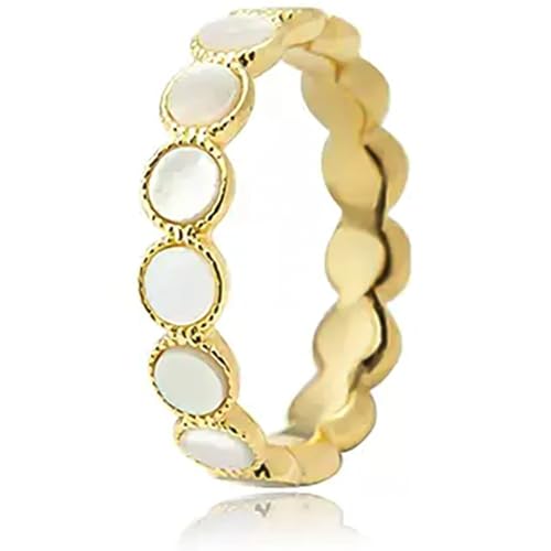 Eleganter, vergoldeter Ring mit Perleneinlage, bequemer Damenschmuck in den Größen 6/7/8, perfekt für den täglichen und besonderen Anlass, Einheitsgröße, Kupfer + Muschel, kein Edelstein von Kronabelle