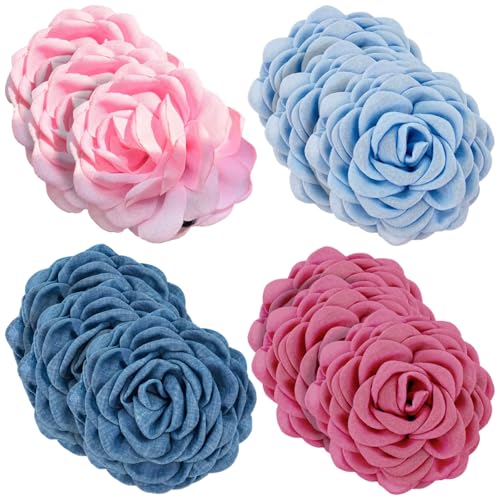 Haarklammern-Set mit sicherem Griff, große Blumen-Haarspangen, elegante Hochsteckfrisur-Halter, mehrere Farben, Stoff-Haarspangen, für Damen und Mädchen, dickes oder dünnes Haar, 12 Stück von Kronabelle