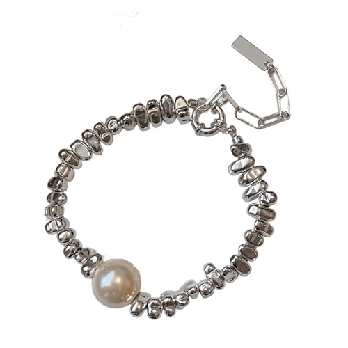 Halskette mit Messingperlen, versilbert, verstellbar, elegant, luxuriös und hypoallergen, einzelne große Perlen, perfektes Accessoire, 2024 Design von Kronabelle