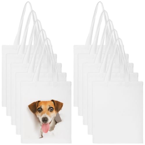 Kronabelle 10 Stück wiederverwendbare Blanko-Leinen-Tragetaschen für DIY-Sublimation, waschbares Polyester, anpassbare Einkaufstaschen, Geschenk- und Einkaufstaschen von Kronabelle