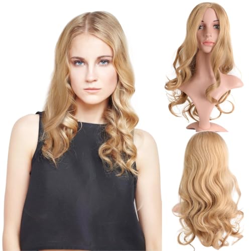 Kronabelle 22 gewellte blonde Perücke mit lockigem Haar, Mittelscheitel, atmungsaktive Hochtemperaturfaser für Frauen, perfekt für Cosplay und Partys von Kronabelle