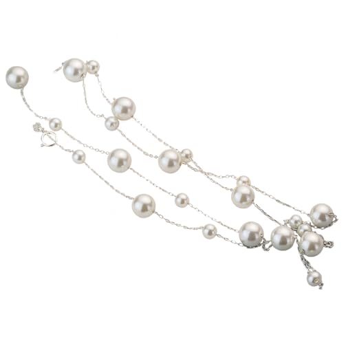 Kronabelle Goldene Perlenkette mit verstellbarer Quaste, Y-förmiges Design, S925 Silberkette, 55 cm von Kronabelle