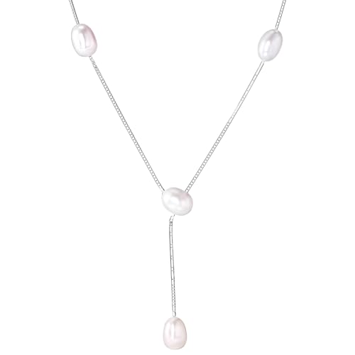 Kronabelle Süßwasserperlen-Y-Halskette mit verstellbarer S925-Silberkette, eleganter Anhänger für Frauen, ideal für Partys und den täglichen Gebrauch von Kronabelle
