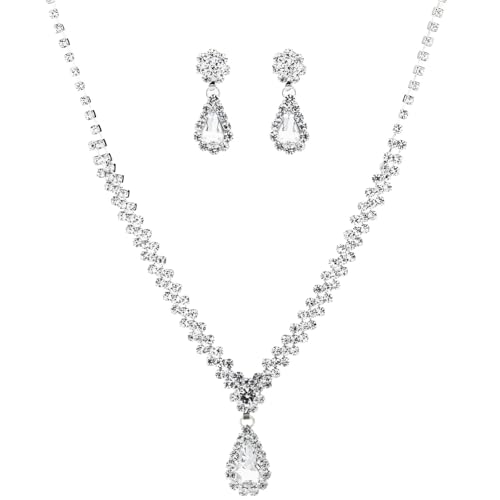 Verstellbares Set aus Halskette und Muschel-Ohrringen mit Strass-Legierung, schicker Schmuck für Abendveranstaltungen und Feiern von Kronabelle