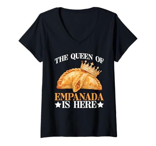Damen The Queen of Empanada is Here Food Mexican Cravings - T-Shirt mit V-Ausschnitt Damen The Queen of Empanada is Here Food Mexican Cravings - T-Shirt mit V-Ausschnitt von Kronem Empanada Geschmack