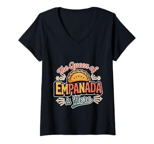 Damen The Queen of Empanada is Here Food Mexican Cravings - T-Shirt mit V-Ausschnitt Damen The Queen of Empanada is Here Food Mexican Cravings - T-Shirt mit V-Ausschnitt von Kronem Empanada Geschmack