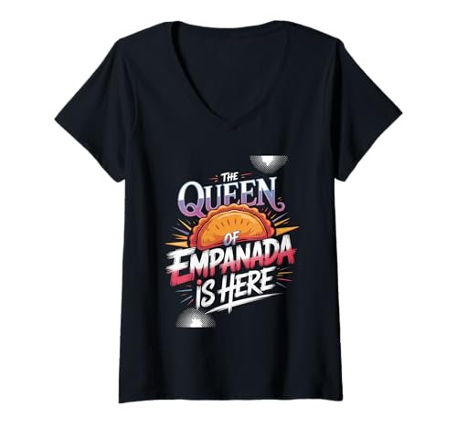 Damen The Queen of Empanada is Here Food Mexican Cravings - T-Shirt mit V-Ausschnitt Damen The Queen of Empanada is Here Food Mexican Cravings - T-Shirt mit V-Ausschnitt von Kronem Empanada Geschmack