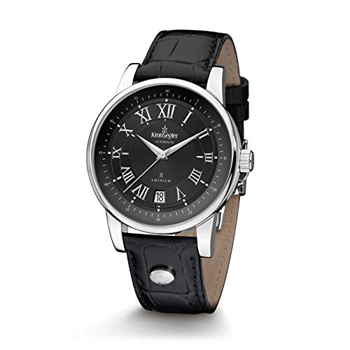 Kronsegler "Aminium II Automatik Stahl-Onyx mit Lederband von Kronsegler